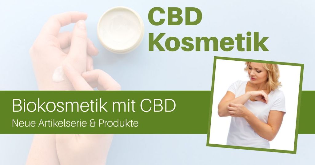 Bio-Kosmetik mit CBD zeigt Frau die sich juckt